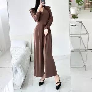 [M7] 여자 롱 롱슬리브 FW V넥 소프트핏 점프수트