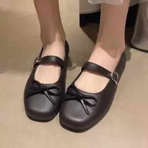 리본 메리제인 플랫슈즈 여성 데일리 스트랩 단화