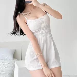 [M7] 여자 끈 스모킹 슬리브리스 하프팬츠 점프수트