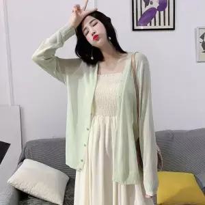 [오노마] ONM 여성 여름 시스루 브이넥 가디건 파스텔 얇은가디건