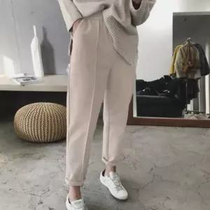 [오노마] ONM 여성 겨울 모직 데일리 허리밴딩 슬랙스 핀턱 롱팬츠