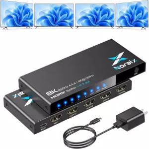 8K@60Hz 4 HDMI 스플리터 1 in Out 8K to 4K 다운스케일러 지원 3가지 EDID 모드 48Gbps HDR10 돌비 디지털
