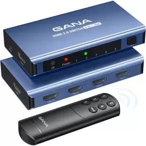 HDMI 스위치 5-in-1 4K@60Hz GANA 스플리터 스위처 및 리모컨 포함 3D HDCP2.2 HDR 지원 Xbox PS5/4/3 Fire