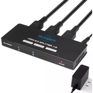 4K@60Hz HDMI 스플리터 1x2 1 in 2 Out 듀얼 모니터용 전원 어댑터 포함 PS4 파이어 스틱용 HDTV용 EDID