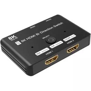 8K HDMI 2.1 스위치 스플리터 2-in-1 아웃 양방향 스위처 지원 4K@120Hz 및 PS5 Xbox용 알루미늄