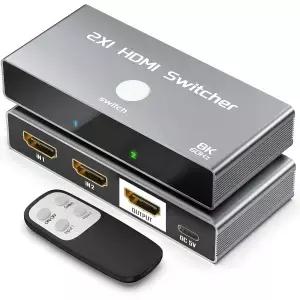 HDMI 2.1 스위치 2-in-1 출력 PS5 Xbox PC 및 Switch 2용 8K 60Hz 4K 지원 48Gbps 대역폭으로 부드러운