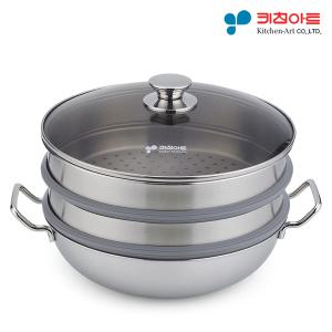 일품 통3중 인덕션 스텐304 3단 찜냄비 33cm