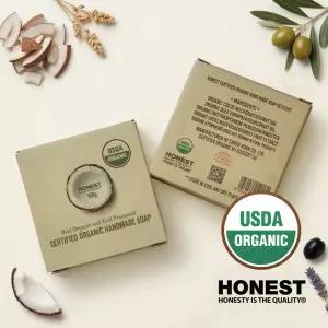 어니스트 100% USDA 유기농 코코넛 올리브오일 수제 천연비누 100g