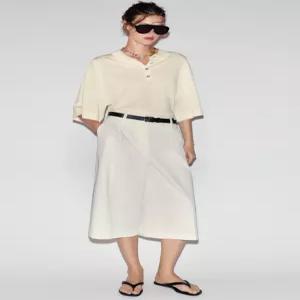 ZARA 프렌치 슬리브 니트 폴로셔츠 - 크림 2142/105/712