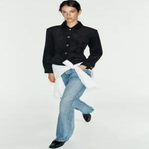 ZARA 패드 페이크 스웨이드 재킷 - 블랙 8372/274/800
