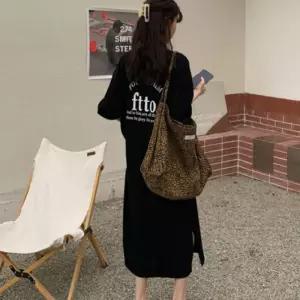 옆트임 롱원피스 루즈핏 데일리 스판원단 긴팔 여성 간절기