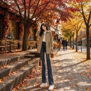 여성하프코트 루즈핏 트렌치 봄 가을 장식 바바리 롱자켓