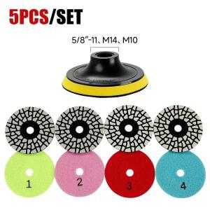 LOZLIN 4단계 4인치 건식 연마 패드 100mm 유연한 다이아몬드 샌딩 디스크 (화강암, 대리석, 소결석 표면