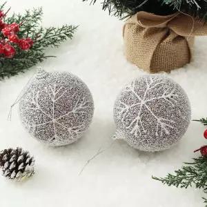 초코브라운 글리터 장식볼 2p세트(10cm) (스노우눈결정)