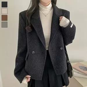 옷자락 패션 미니멀 여성 미디 클래식 빅카라 코트 자켓 LED-250030