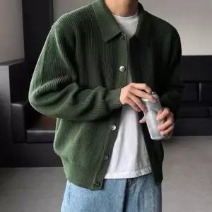 [옷자락]옷자락 남자 간절기 하찌 골지 심플 빅사이즈 카라넥 가디건 미니멀