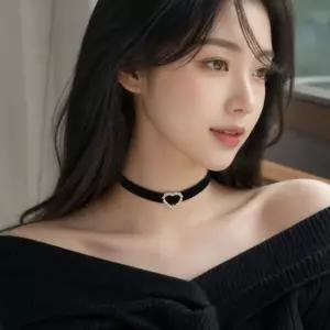 주얼리 데일리 벨벳 하트 목걸이 블랙 꾸안꾸 패션 초커 큐빅