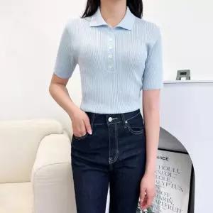 [M7] 여자 쫀쫀핏 폴로 카라 스웨터 반소매 티셔츠