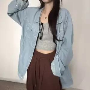 미니멀 여자 가을 스트릿룩 여유핏 블랙 블루 롱셔츠 자켓 미니멀
