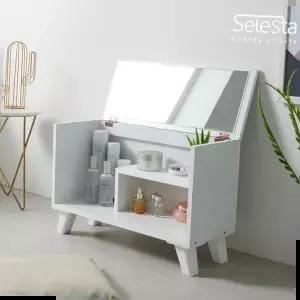 화장대 프리티C 서랍장 덮개식 좌식 거울 좌식화장대 화장품정리대