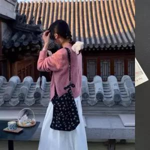 미니멀 감성 플라워 백 데일리 숄더백 옷자락 포인트