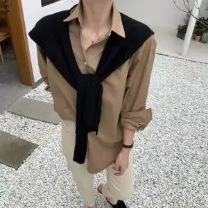 미니멀 여성 무지컬러 레이어드 어깨숄 니트 가디건 옷자락 포인트