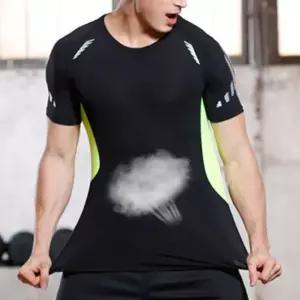 미니멀 남자 트레이닝 헬스복 머슬 슬림핏 배색 반팔 티셔츠 포인트