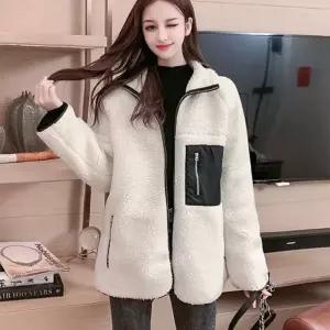 미니멀 여자 겨울 클래식 양면 리버시블 뽀글이 후리스 자켓 포인트