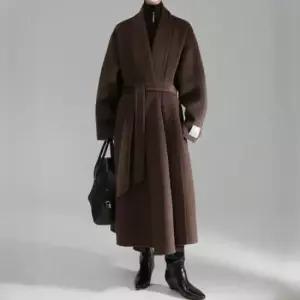 미니멀 로브 원숄더 울 블렌드 핸드메이드코트 3color 옷자락 포인트