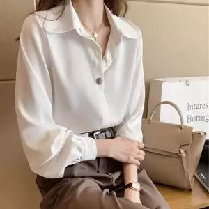 미니멀 여자 클래식 단추 모던 정장룩 면접 블라우스 셔츠 미니멀