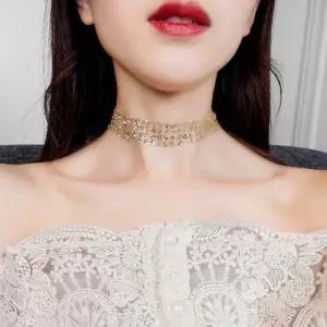 미니멀 글리터 스팽글 초커 목걸이 짧은 쇄골 체인 넥 레이어드