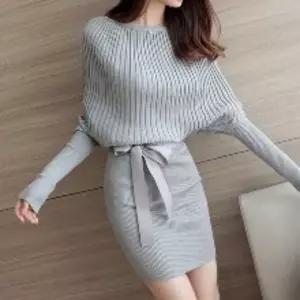 미니멀 여자 봄 가을 하객룩 니트 숄더 슬림핏 미니 원피스 미니멀