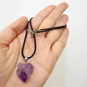 스톤 원석 퍼플 자수정 끈목걸이 커플 우정 목걸이