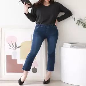 [오노마] ONM 청바지 여자 8부 8부청바지 허리밴딩청바지 스판청바