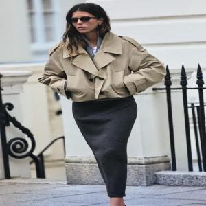 ZARA 쇼트 더블 브레스트 트렌치 재킷 - 샌드 3046/270/704