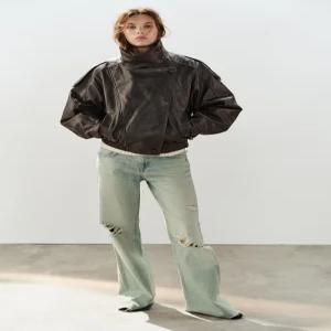 ZARA 페이크 레더 바이커 재킷 - 브라운 4391/892/700