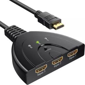 HDMI 스위처 빌컴 분기기 셀렉터 3 입력 1 출력 1080p/3D 호환 금도금 커넥터 전원 불필요 수동 조작 가능