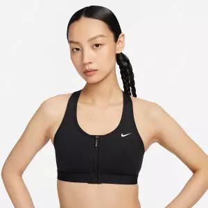Nike 나이키 스우시 프런트 지퍼 여성 미디엄 서포트 패드 스포츠 브라 FN2732