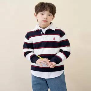 BI6141U02R 빈폴 키즈 상의 럭비 스트라이프 긴소매 티셔츠 네이비 U02R 5982403