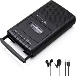 휴대용 카세트 플레이어 테이프 레코더 디지털 컨버터에서 USB 플래시 내장 스피커 접이식 손잡이 원터치