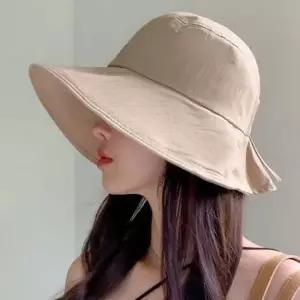 위아 여성 여름 뒷리본 와이드 버킷햇 벙거 챙넓은