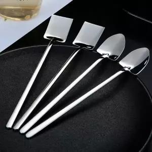 스텐 티스푼 디저트 삽 모양 롱 스푼 18cm
