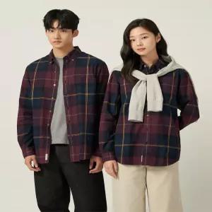 빈폴 멘 Essential 남녀공용 플란넬 헤릿 체크 셔츠 와인 BC5964E06Z 5408324