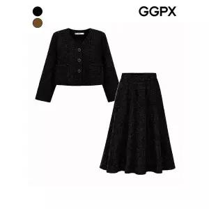 [GGPX]노카라 쓰리 버튼 트위드 셋업 (GQ9ST001F)