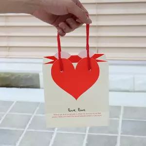 ABM레드하트쇼핑백소10개(14x7x15cm)선물포장케이스 종이가방 종이백 봉투 손잡이백 용가방 하트백