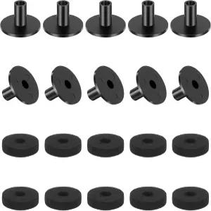 20개 세트 블랙 심벌 스탠드 슬리브 및 펠트 둥근 소프트 스탠다드 사이즈 10개 드럼 패드 플라스틱 교체