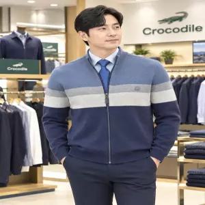[크로커다일남성]컬러 블럭 풀집업 가디건 CDAABKJ33723803_SH