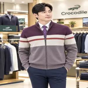 [크로커다일남성]컬러 블럭 풀집업 가디건 CDAA9KJ33727803_SH
