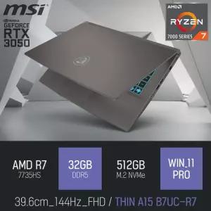 ⓒ MSI 씬 A15 B7UC-R7 32GB 512GB WIN11 / 사무 영상편집 고성능 게임 포토샵 캐드 15인치 노트북