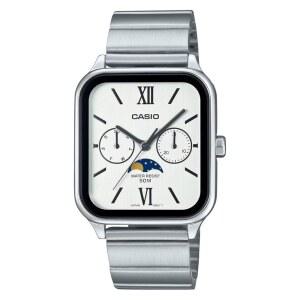 CASIO 표준 MTP-M305D-7A2 아날로그 남성용 달 위상 사각 시계, 실버, 팔찌형